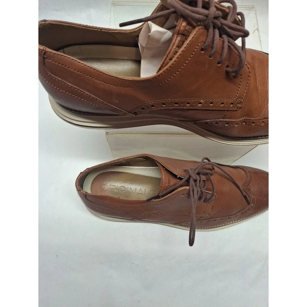 Cole Haan Original Grand Wingtip Oxford Men's Shoes 11M Brown Woodbury-Ivory